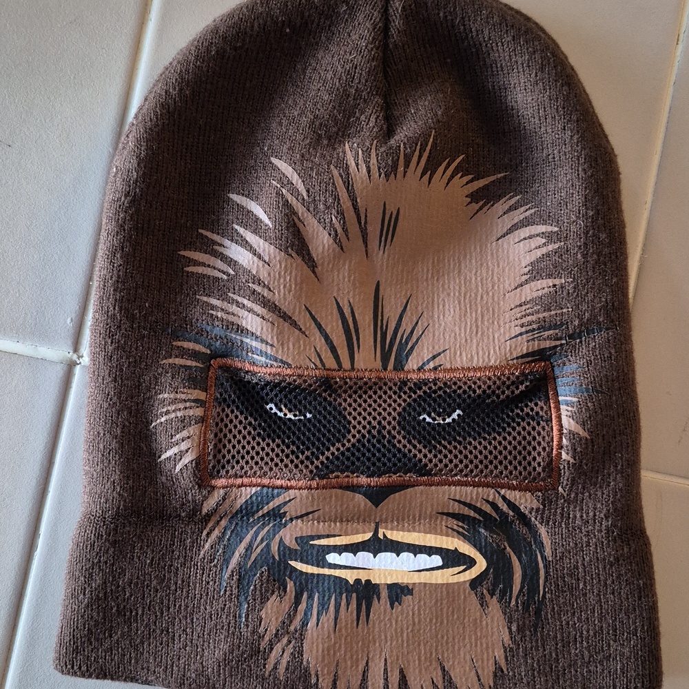 Original Star Wars Chewbacca Beanie Mask Hat Cap 2 Ways To Wear Brown EUC. - Picture 2 of 2